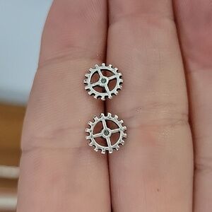 Steampunk Garage Gear Stud Earrings, unisex